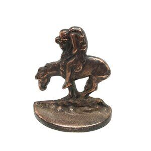 vintage 1980 cope solid bronze "the last trail" native american on horse mantle